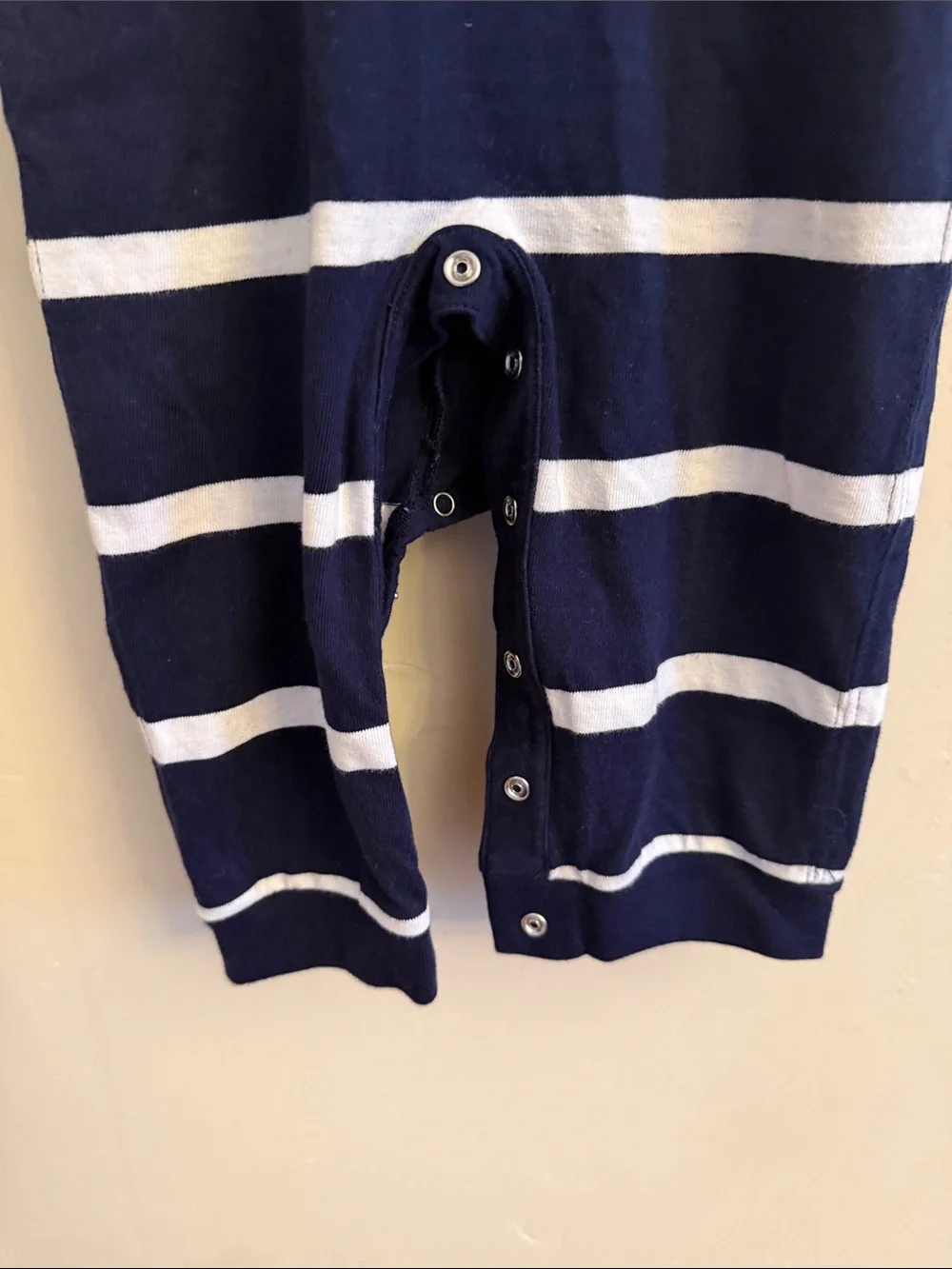 Ralph Lauren Navy & White Striped Polo One-Piece with Red Logo
